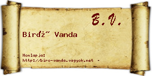 Biró Vanda névjegykártya